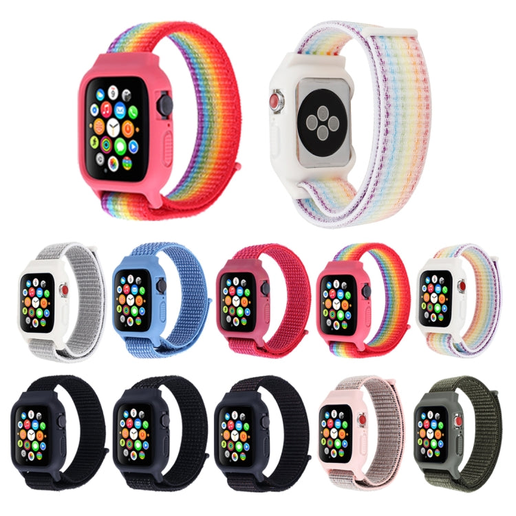 For Apple Watch Ultra 49mm&Watch Ultra 2 49mm / Series 10 46mm / 9&8&7 45mm / SE 3&SE 2&6&SE&5&4 44mm / 3&2&1 42mm Nylon Watch Band with Hook and Loop Fastener (Black Red) - Watch Bands by buy2fix | Online Shopping UK | buy2fix