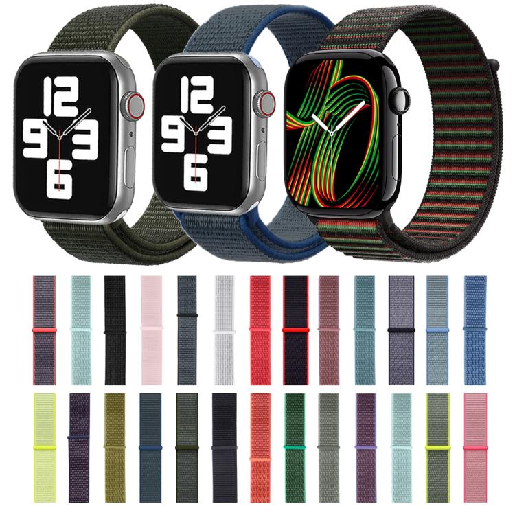 For Apple Watch 42mm / 41mm / 40mm / 38mm Simple Fashion Nylon Watch Band with Magic Stick(Nightfall Black) by buy2fix