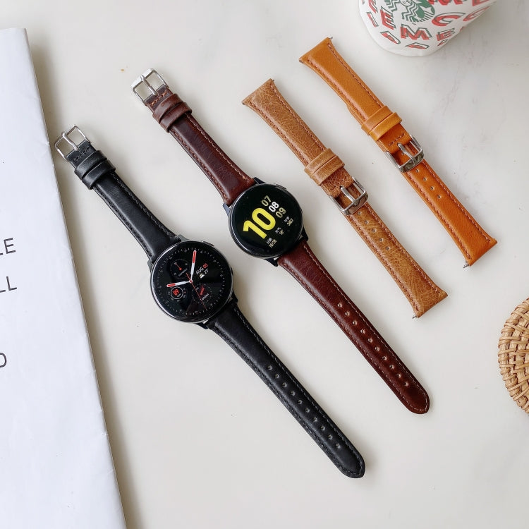 For Samsung Galaxy Watch 22mm Smart Watch Universal Double-sided Leather Small Watch Band(Coffee) by buy2fix