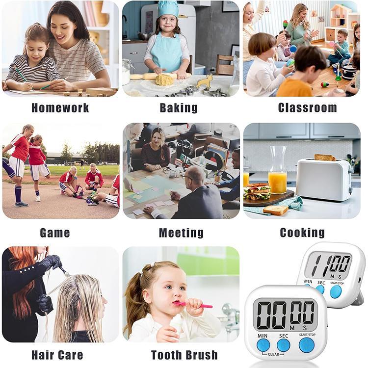 Digital Kitchen Timer Electronic Alarm Magnetic Backing with LCD Display for Cooking Baking Sports Games Office(Pink) by buy2fix