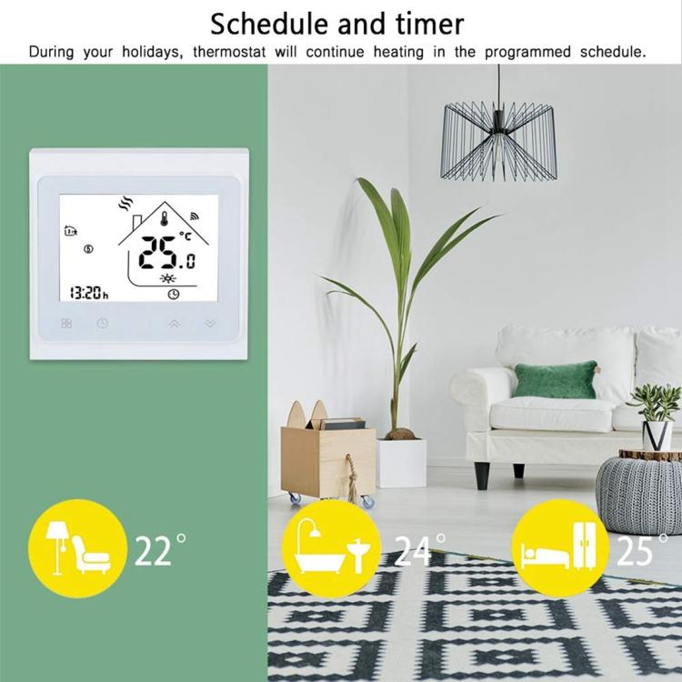 BHT-002GBLW 16A Load Electronic Heating Type LCD Digital Heating Room Thermostat with Sensor & Time Display, WiFi Control(White) - Indoor Thermometer by buy2fix | Online Shopping UK | buy2fix