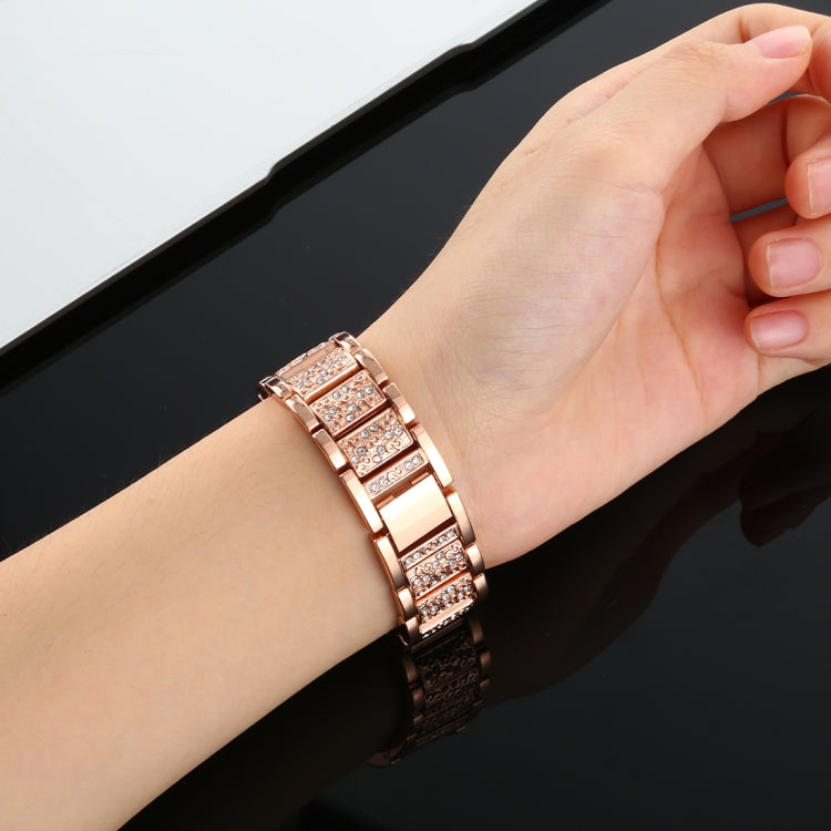 For Fitbit Versa Diamond-studded Stainless Steel Watch Band(Rose Gold) by buy2fix