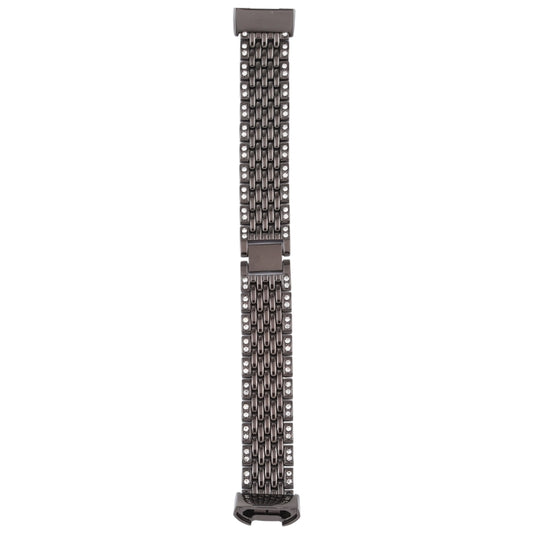 For Fitbit Charge 3 Diamond-studded Stainless Steel Watch Band(Black) by buy2fix