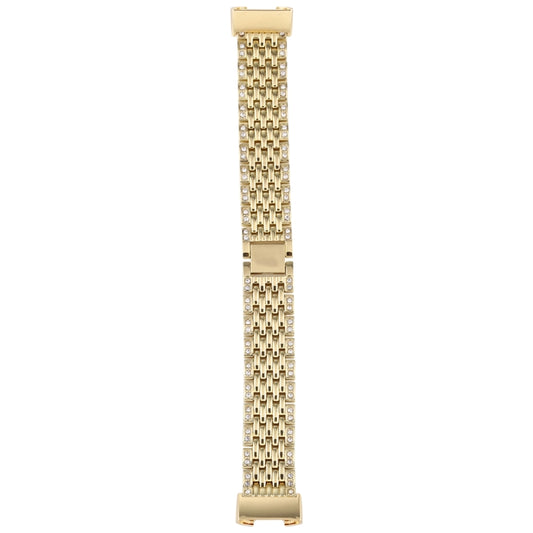For Fitbit Charge 3 Diamond-studded Stainless Steel Watch Band(Gold) by buy2fix