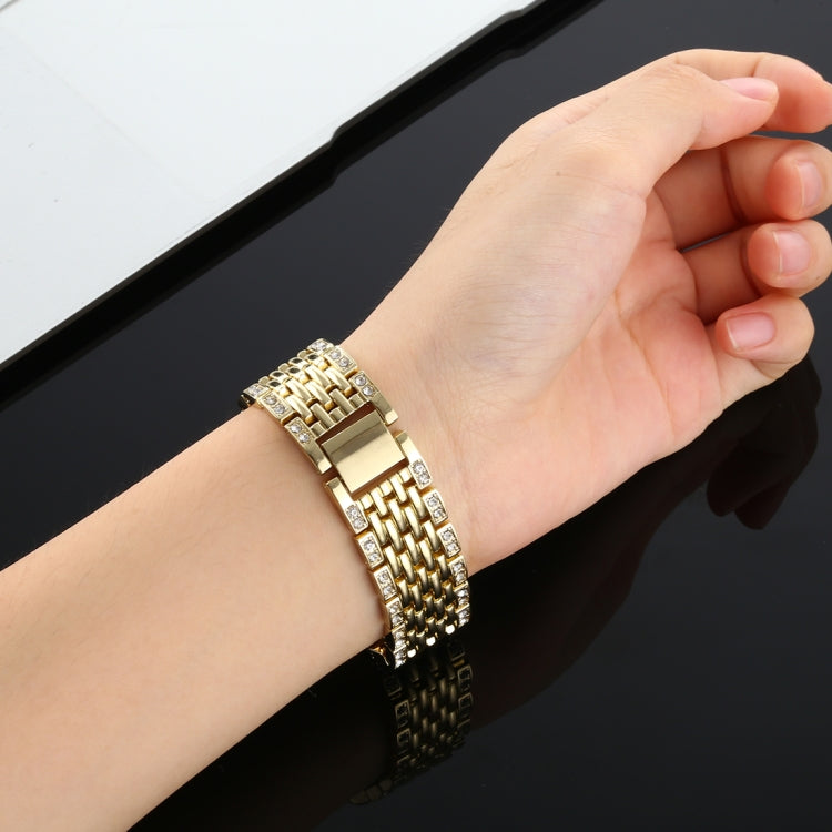 For Fitbit Charge 3 Diamond-studded Stainless Steel Watch Band(Gold) by buy2fix