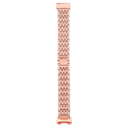 For Fitbit Charge 3 Diamond-studded Stainless Steel Watch Band(Rose Gold) by buy2fix
