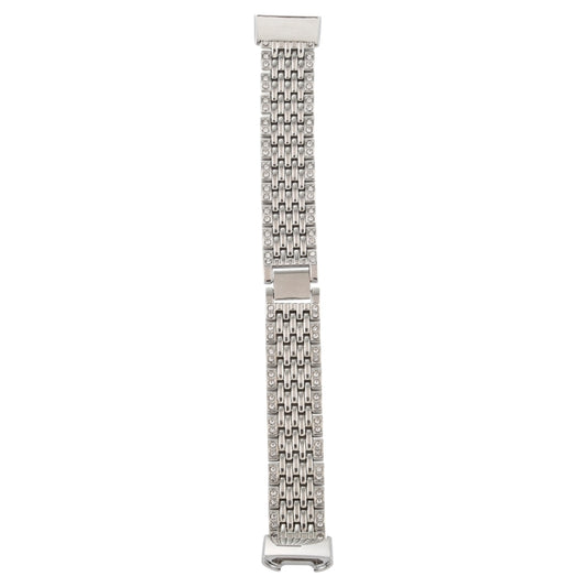 For Fitbit Charge 3 Diamond-studded Stainless Steel Watch Band(Silver) by buy2fix