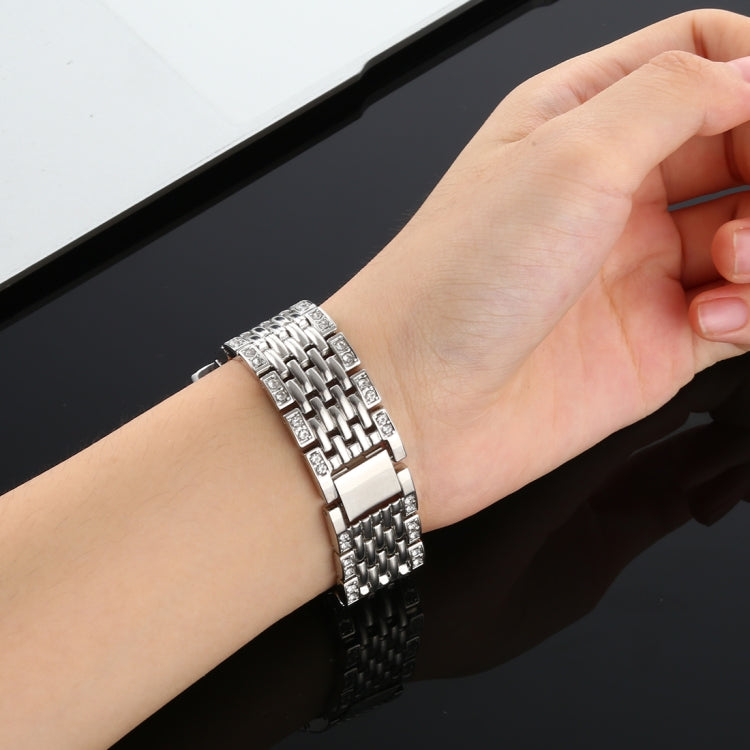 For Fitbit Charge 3 Diamond-studded Stainless Steel Watch Band(Silver) by buy2fix