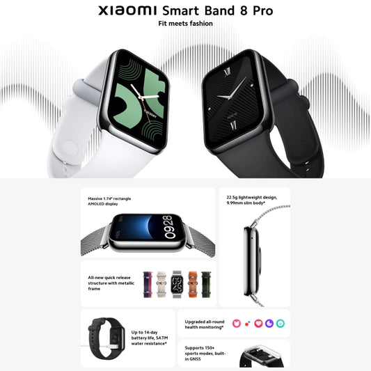 Original Xiaomi Mi Band 8 Pro Global 1.74 inch AMOLED Full Color Screen 5ATM Waterproof Smart Watch, Support GPS / Heart Rate (Black) by Xiaomi