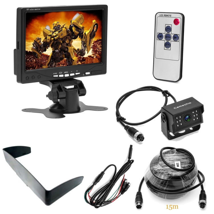 A1509 7 inch HD Car 12 IR Night Vision Rear View Backup Camera Rearview Monitor with 15m Cable by buy2fix