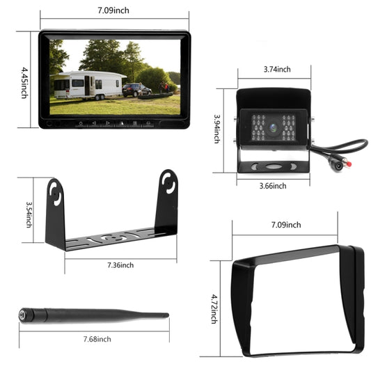 K0232 7 inch 140 Degrees Wide Angle HD Car Rear View Backup Dual Cameras Rearview Monitor Split Screen by buy2fix