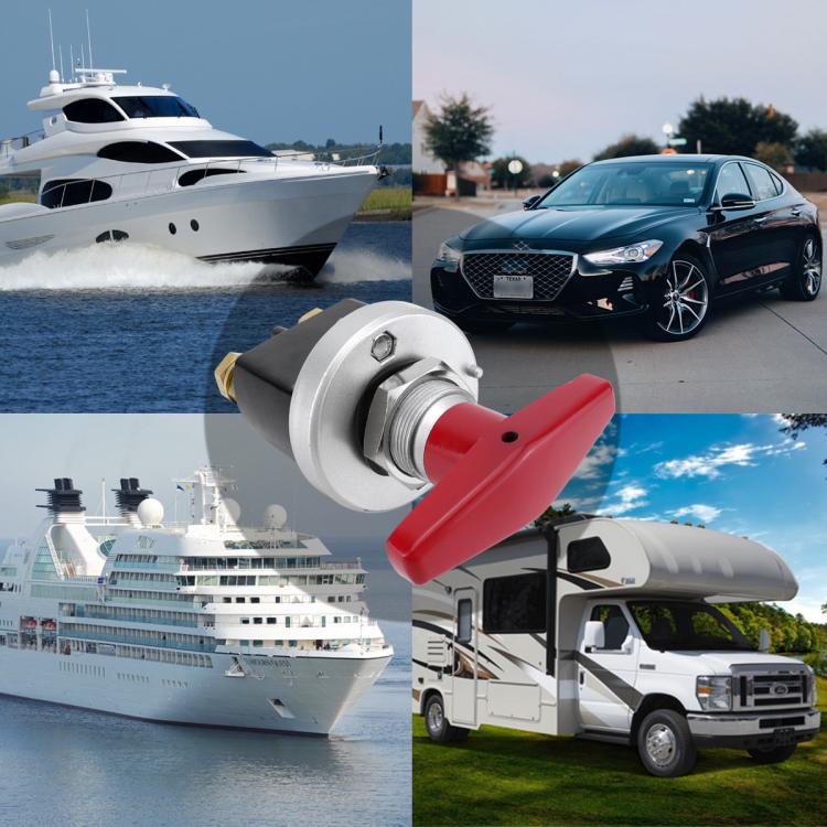 300A High Current Silver-plated Copper 12V-36V Battery Cut Off Switch with Red Handle Isolator - Car Switches by buy2fix | Online Shopping UK | buy2fix