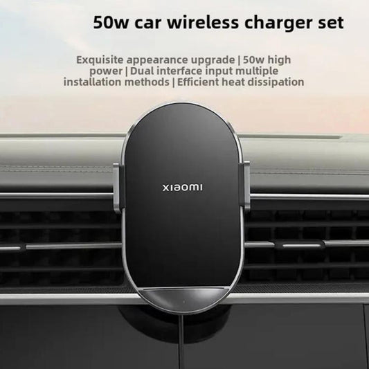 Xiaomi 50W Wireless Car Charger Dual Interface Fast Quick Charging Holder (Black) - Wireless Charger Holders by Xiaomi | Online Shopping UK | buy2fix