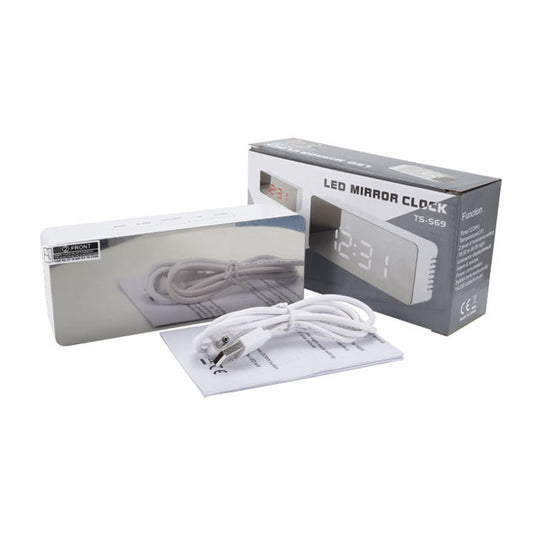 TS-S69-G Multifunctional LED Alarm Clock Battery / Plug-in Charging Dual-purpose Make-up Mirror Clock(Green) by buy2fix