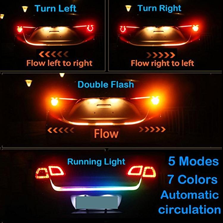 1.5m Car Auto Waterproof Universal Rear Colorful Flowing Light Tail Box Lights Red Light Brake Light Yellow Light Turn Signal Light LED Lamp Strip Tail Decoration, DC 9-36V by buy2fix
