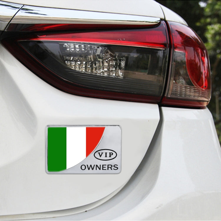 Universal Car Italy Flag Rectangle Shape VIP Metal Decorative Sticker (Silver) by buy2fix