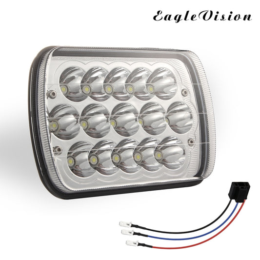 7 inch 5X7 H4 15W DC 9-30V 1500LM IP67 Car Truck Off-road Vehicle LED Work Lights / Headlight, with 15LEDs Lamps by buy2fix