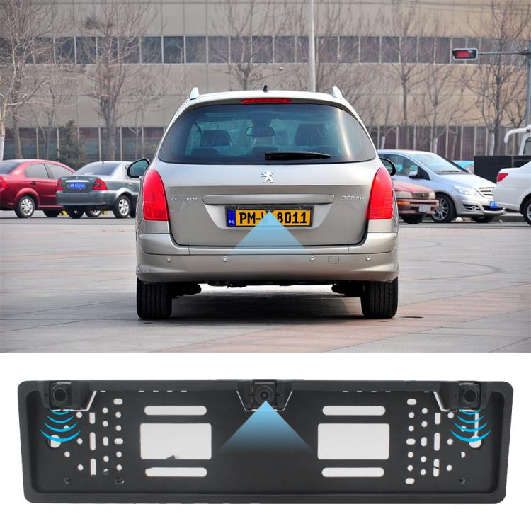 PZ600-L Europe Car License Plate Frame Rear View Camera Visual Rear View Parking System with 2 Reversing Radar Detector by buy2fix