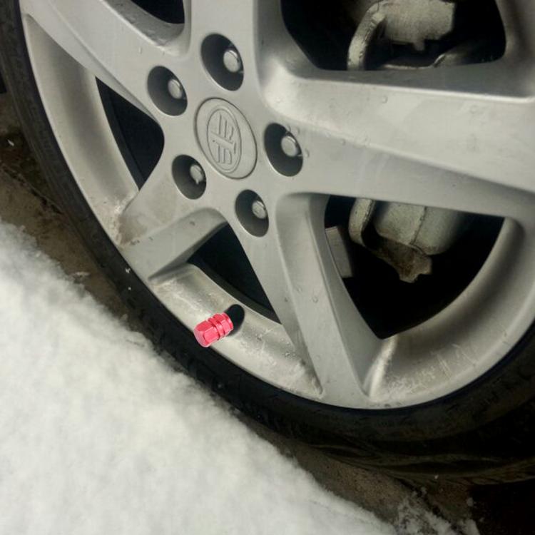 4PCS SA Metal Plated Hexagon Shape Universal Tire Valve Stem Cap(Red) by buy2fix