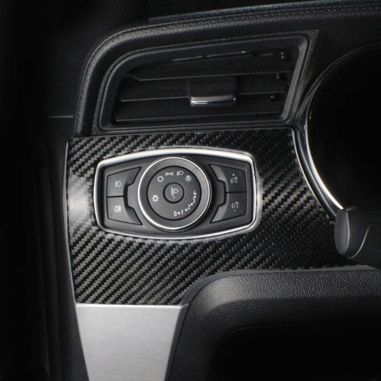 Car Carbon Fiber Headlight Switch Panel Decorative Sticker for Ford Mustang 2015-2020, Left-hand Drive by buy2fix