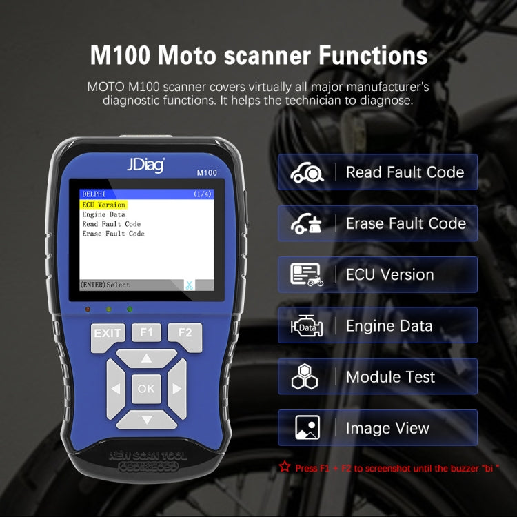 JDiag M100 Motorcycles 2 in1 OBD Scanner Battery Tester, Simplified Version by buy2fix