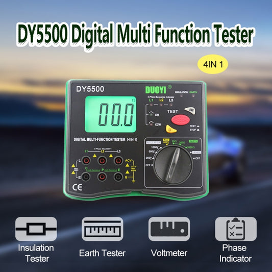 DUOYI DY5500 Car 4 in 1 Digital Multifunction Resistance Tester Insulation Earth Multimeter by DUOYI