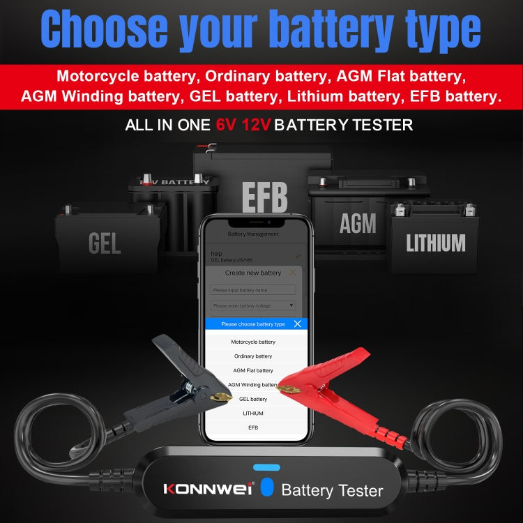 KONNWEI BK100 X431 BST360 Car Bluetooth Battery Tester (Black) by KONNWEI