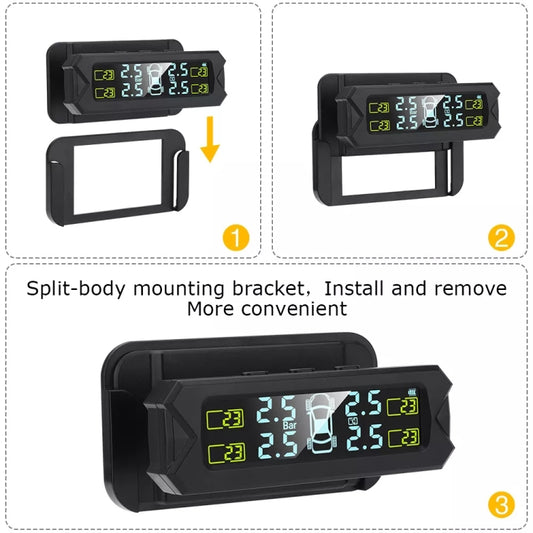 Car High Precision Solar Charging Tire Pressure Monitoring System TPMS, External Beep Sensor by buy2fix