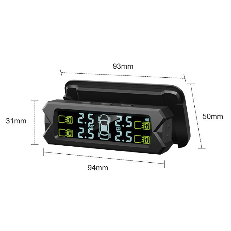 Car High Precision Solar Charging Tire Pressure Monitoring System TPMS, External Beep Sensor by buy2fix