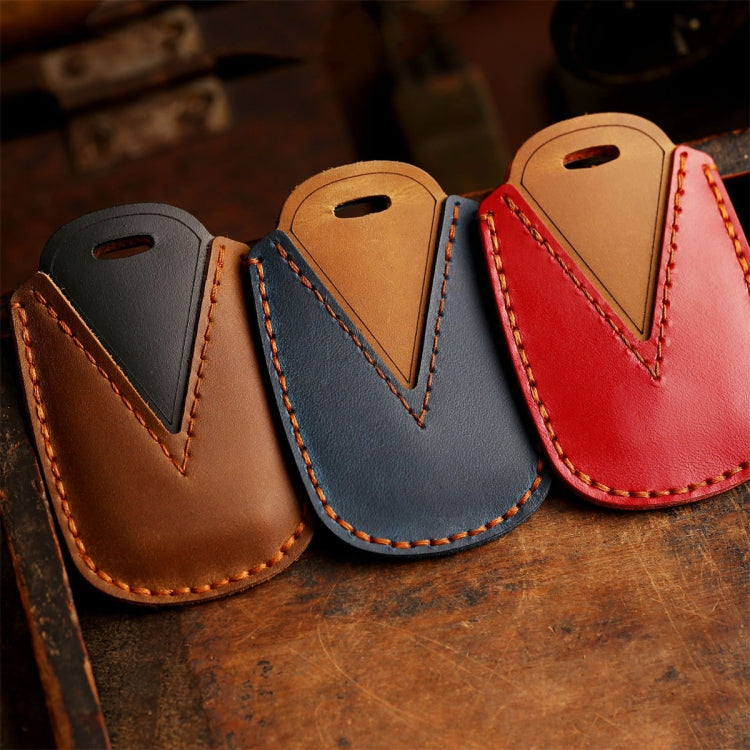 For Land Rover Car Cowhide Leather Key Protective Cover Key Case (Blue) by buy2fix