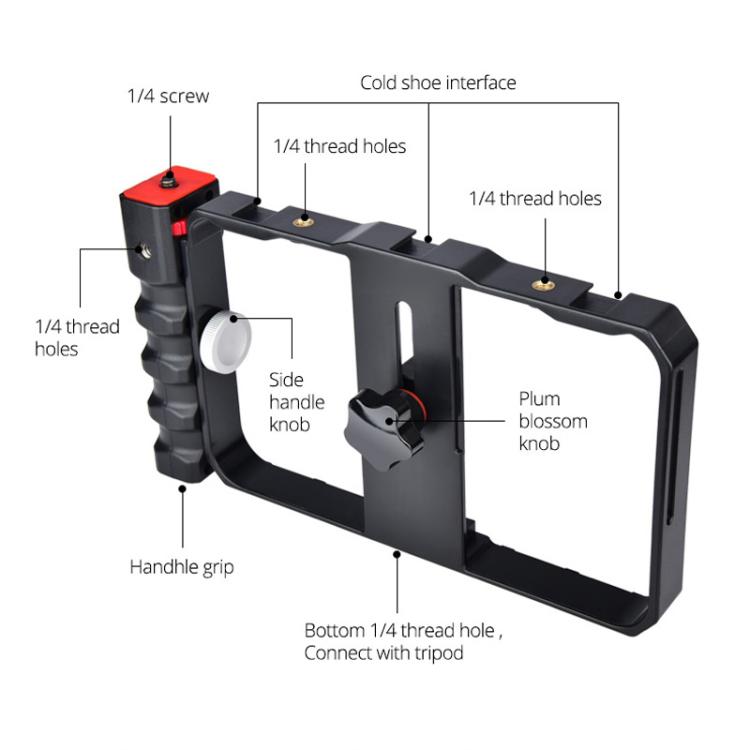 YLG0901B Vlogging Live Broadcast Smartphone Plastic Cage Video Rig Filmmaking Recording Handle Stabilizer Bracket for iPhone, Galaxy, Huawei, Xiaomi, HTC, LG, Google, and Other Smartphones(Black) by buy2fix