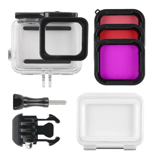 45m Waterproof Housing Protective Case + Touch Screen Back Cover for GoPro NEW HERO /HERO6 /5, with Buckle Basic Mount & Screw & (Purple, Red, Pink) Filters, No Need to Remove Lens (Transparent) by buy2fix