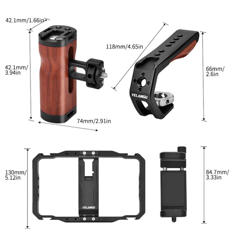 YELANGU LW101 Vlogging Live Broadcast LED Selfie Light Mic Smartphone Video Rig Handles Stabilizer Kits by YELANGU