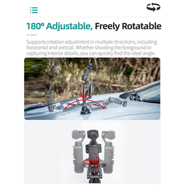 STARTRC Action Camera Suction Cup Car Mount Shock Absorbing Arm (Black) - Bicycle Handlebar Mount by STARTRC | Online Shopping UK | buy2fix