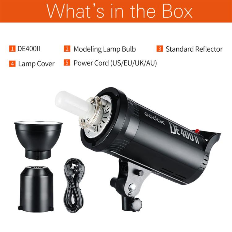 Godox DE400II 400Ws Studio Flash Light Strobe Lamp Head Bowens Mount Speedlight (UK Plug) - Shoe Mount Flashes by Godox | Online Shopping UK | buy2fix