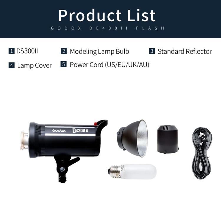 Godox DS300II 300Ws Studio Flash Light Strobe Lamp Head Bowens Mount Speedlight (US Plug) - Shoe Mount Flashes by Godox | Online Shopping UK | buy2fix