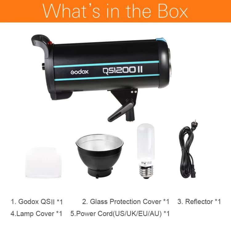 Godox QS1200II Strobe Studio Flash Light 1200Ws Bowens Mount High Speed Flash (UK Plug) - Shoe Mount Flashes by Godox | Online Shopping UK | buy2fix