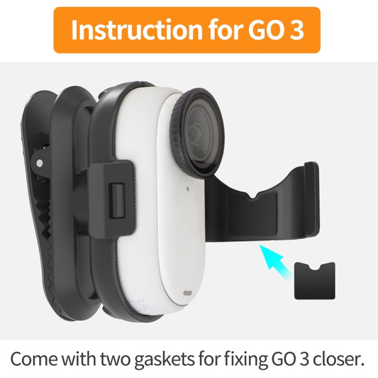 For Insta360 GO3 / GO 3S Sunnylife 360 Degree Rotation Backpack Clip Action Camera Clamp Mount (Black) by Sunnylife
