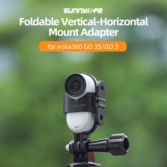 For Insta360 GO 3S / GO 3 Sunnylife Foldable Vertical-Horizontal Mount Adapter Protective Frame Brackets Housing Case (Black) by Sunnylife