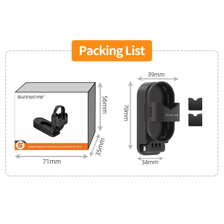 For Insta360 GO3 / GO 3S Sunnylife 360 Rotation Foldable Magnetic Mount (Black) by buy2fix