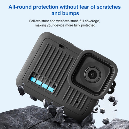For GoPro HERO 2024 Silicone Protective Case Side Interface Cover with Wrist Strap & Lens Cover (Black) by buy2fix