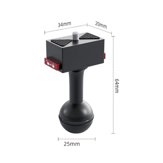 25mm Headball Metal Quick Release Base Adapter for GoPro, Insta360, DJI and Other Action Cameras (Black) by buy2fix