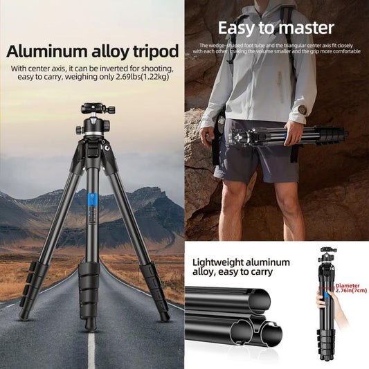 BEXIN TA255-BS30 Portable Collapsible Aluminum Alloy Camera Tripod with Head (Black) - Tripods by BEXIN | Online Shopping UK | buy2fix