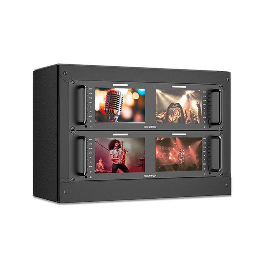 FEELWORLD D71 PLUS Dual 7 inch 3RU Rackmount Monitor 4K HDMI SDI 1920 x 1200 IPS Monitor (UK Plug) - On-camera Monitors by FEELWORLD | Online Shopping UK | buy2fix