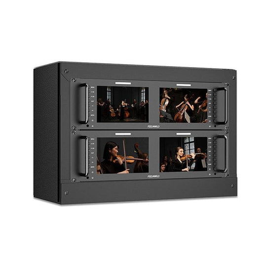 FEELWORLD D71 PLUS-H Dual 7 inch 3RU Rackmount Monitor 4K HDMI 1920 x 1200 IPS Monitor (US Plug) - On-camera Monitors by FEELWORLD | Online Shopping UK | buy2fix