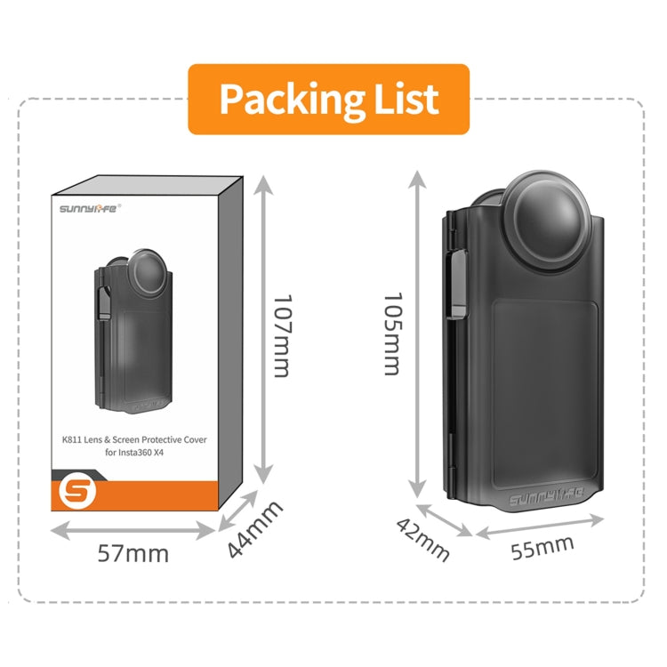 For Insta360 X4 Sunnylife Integrated Lens Screen Protective Cover (Transparent Black) by Sunnylife