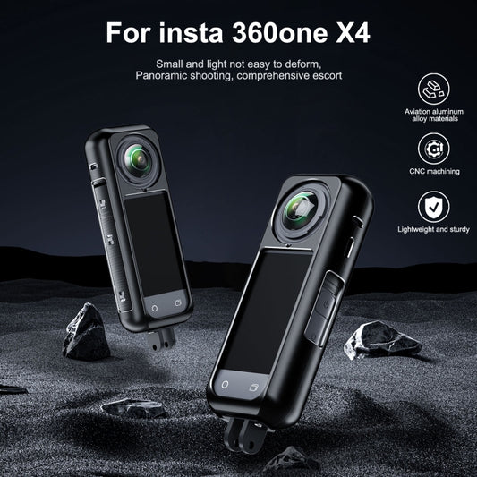 For Insta360 X4 Aluminum Alloy Metal Protective Cage Housing Frame (Black) by buy2fix