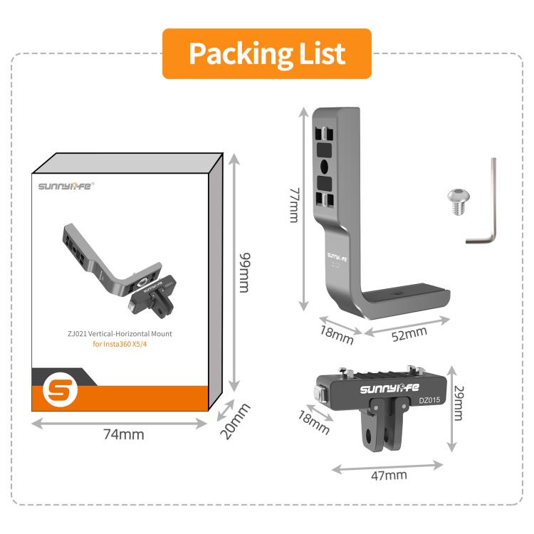 For Insta360 X5 / X4 Sunnylife L-Type Vertical-Horizontal Magnetic Mount with DZ015 Magnetic Adapter Quick Release Mount Adapter Stand (Grey) - Mount & Holder by Sunnylife | Online Shopping UK | buy2fix