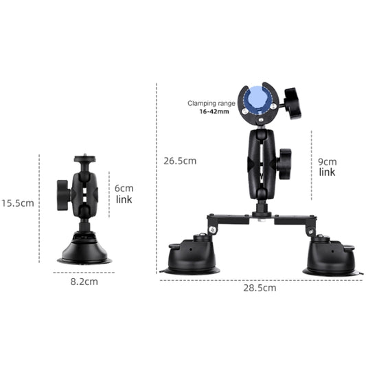 Dual-leg Suction Cup + Single Suction Cup with Selfie Stick Kits (Black) by buy2fix