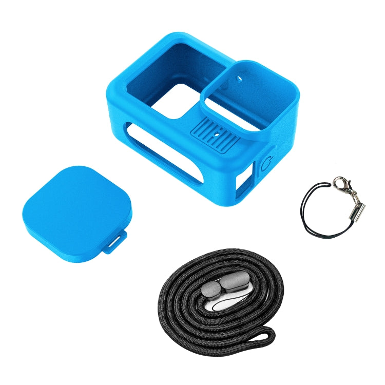 For GoPro HERO13 Black Silicone Protective Case Cover with Wrist Strap & Lens Cover (Blue) by buy2fix